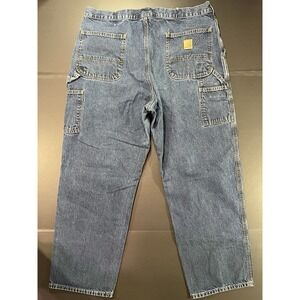 Carhartt Carpenter Jeans Medium Wash Denim Original Dungarees Men's 38 x 32 Blue